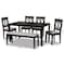 Baxton Studio Bennett Grey Upholstered and Dark Brown Wood 6-Piece Dining Set 172-9400-10915-10519 - alternate 5